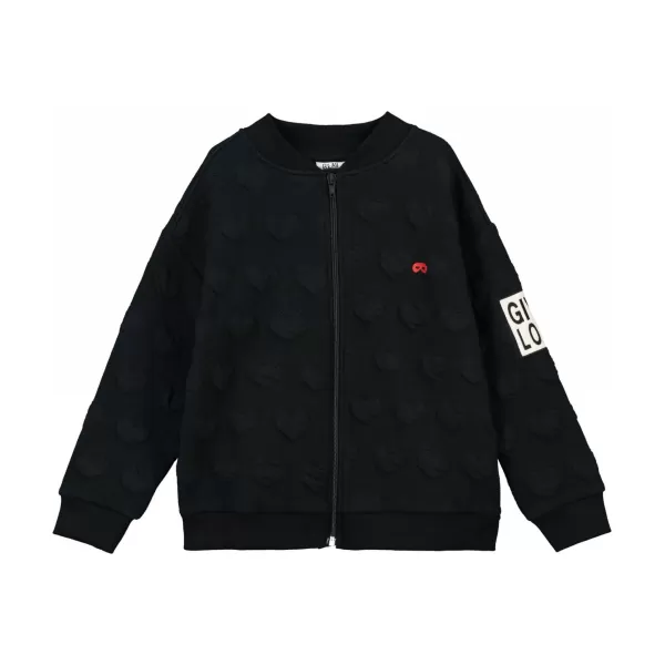 New Beau Loves Black Hearts 'Give Love' Zip Jacquard Jacket