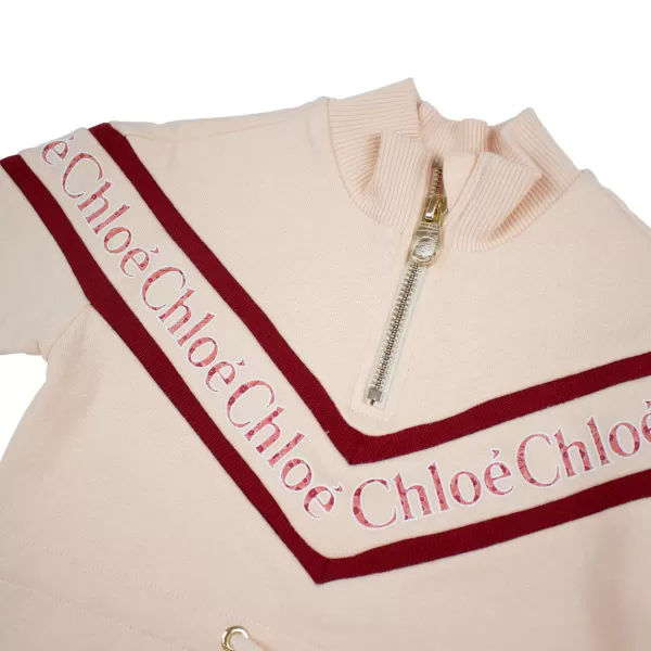 Outlet Chloé Kids Chloe Kids Girls Pink Logo Sweatshirt Dress