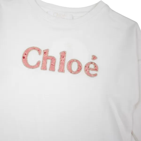 Online Chloé Kids Chloe Kids Girls White Logo Print Long Sleeve T-Shirt