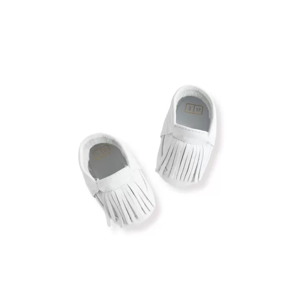 Cheap ili + charlie Fringe Leather Moccasin White* Final Sale