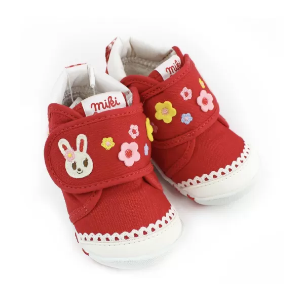 Cheap Miki House Logo Bunny Touch Strap Red Sneakers