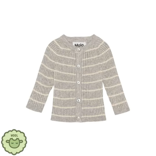 Discount Molo Kids Bendix Grey Stripe Baby Knit Cardigan