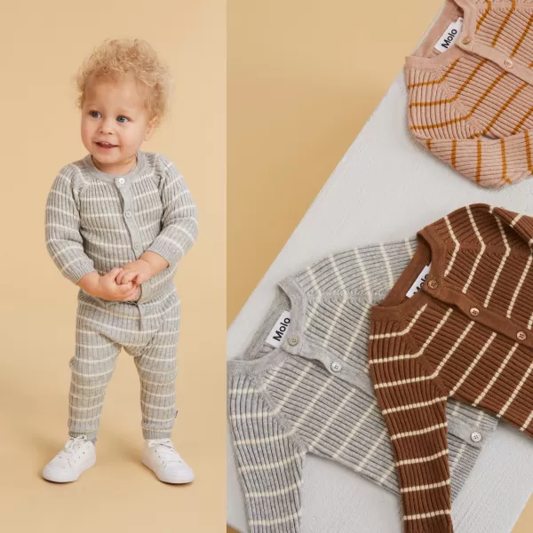 Discount Molo Kids Bendix Grey Stripe Baby Knit Cardigan