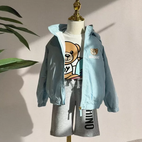 Cheap Moschino Baby Bear Toy Rattle Hooded Jacket Baby Blue