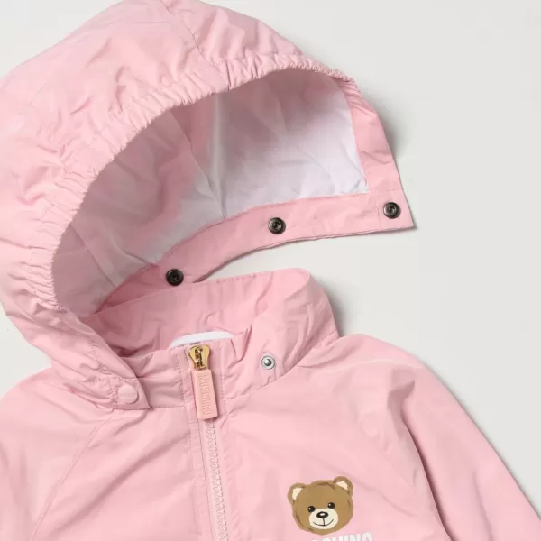 Shop Moschino Baby Bear Toy Rattle Hooded Jacket Pink