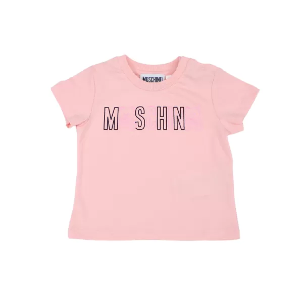 Best Sale Moschino Baby Logo Print Bear T Shirt Pink