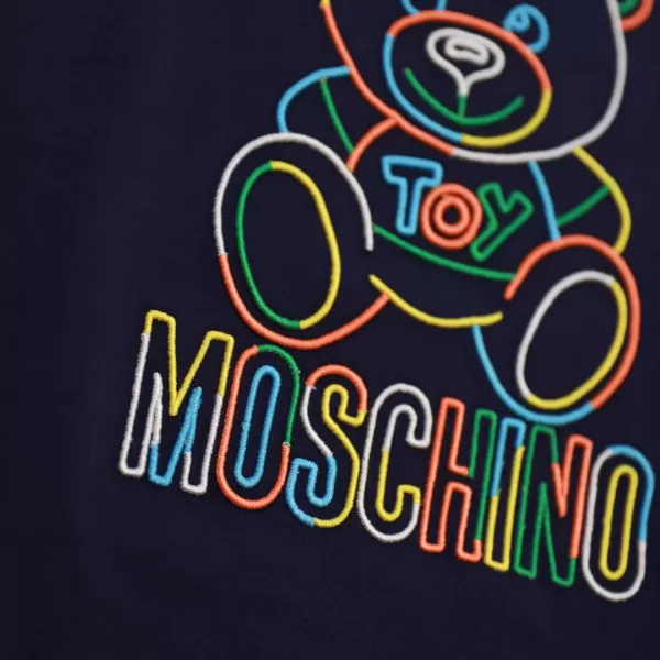 Outlet Moschino Baby Rainbow Embroidered Bear T Shirts Navy