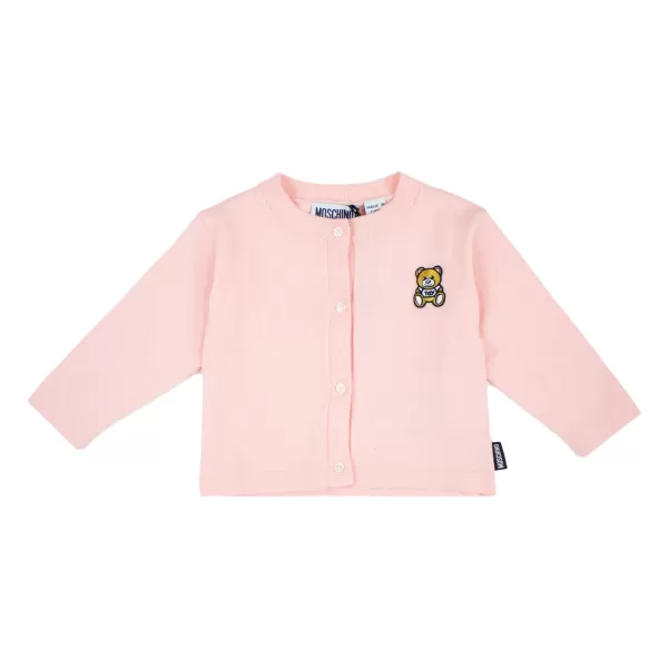 Cheap Moschino Kids Baby Cotton Cardigan Bear Batch Pink