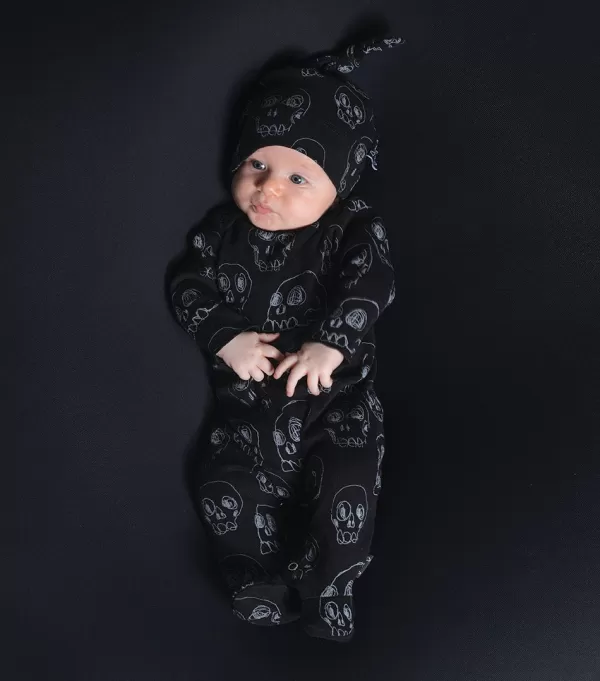 Shop Nununu World Baby Scribbled Skulls Footed Overall