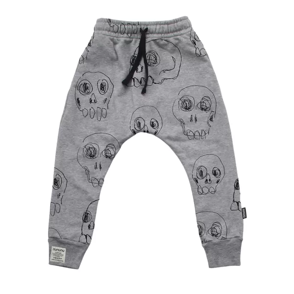 Cheap Nununu World Scribbled Skulls Baggy Pants Grey