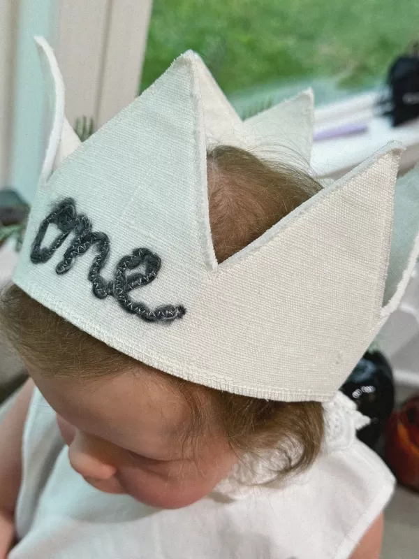 Best Oh Baby! Birthday Crown "One" Linen Hat