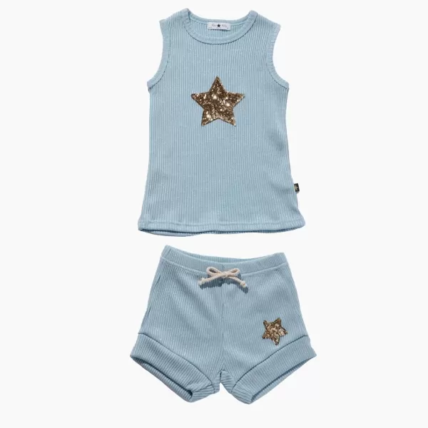 Best Petite Hailey Glitter Star Set Skyblue