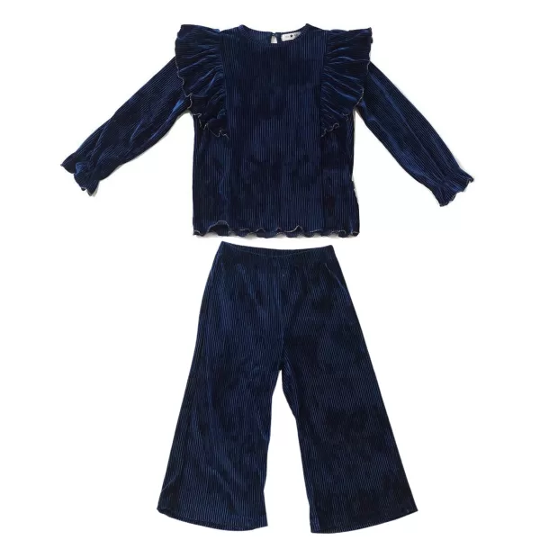 Best Petite Hailey Velvet Ribbed Set Navy