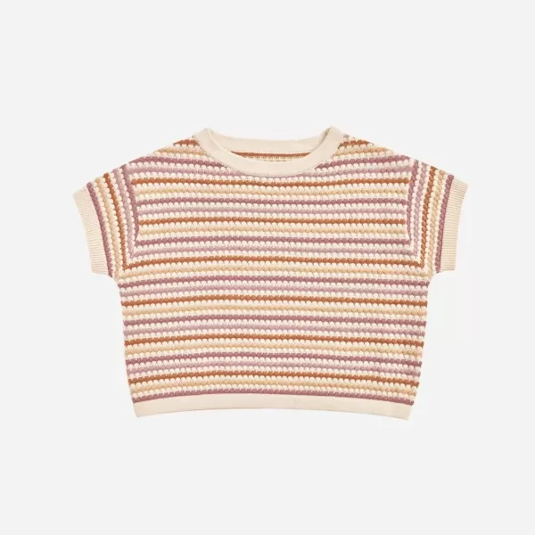 Cheap Rylee And Cru Rylee + Cru Boxy Crop Knit Tee | | Honeycomb Stripe