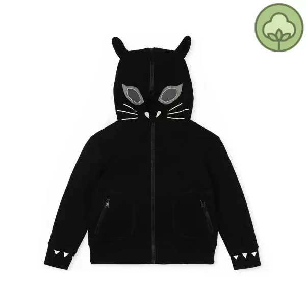 Cheap Stella McCarney Kids Stella Mccartney Kids Cat Cotton Zip-Up Hoodie Black