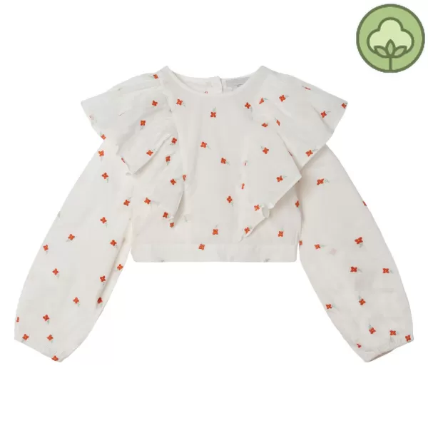 Flash Sale Stella McCarney Kids Stella Mccartney Kids Girl Embroidered Flowers Cotton Top