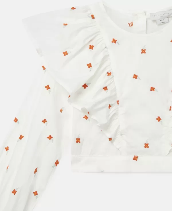 Flash Sale Stella McCarney Kids Stella Mccartney Kids Girl Embroidered Flowers Cotton Top