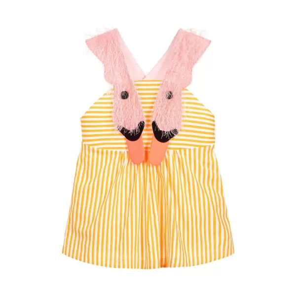 Discount WAUW CAPOW by BANGBANG Palma Yellow Swans Dungaree Dress