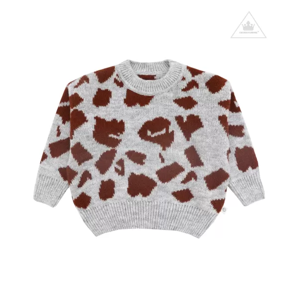 Clearance Wynken Slouch Wing Pattern Knit Sweater Smoke Acer